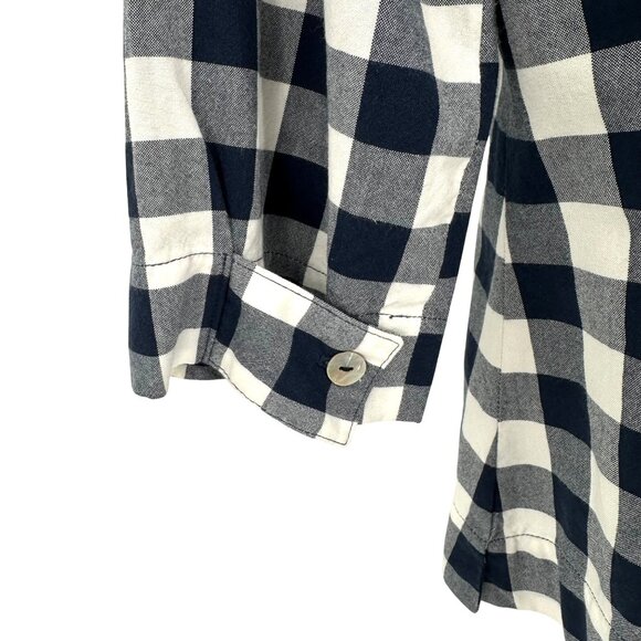 Haldora Rhinebeck New York Womens Navy White Checkered Abalone Button Up Shirt S - Picture 5 of 7
